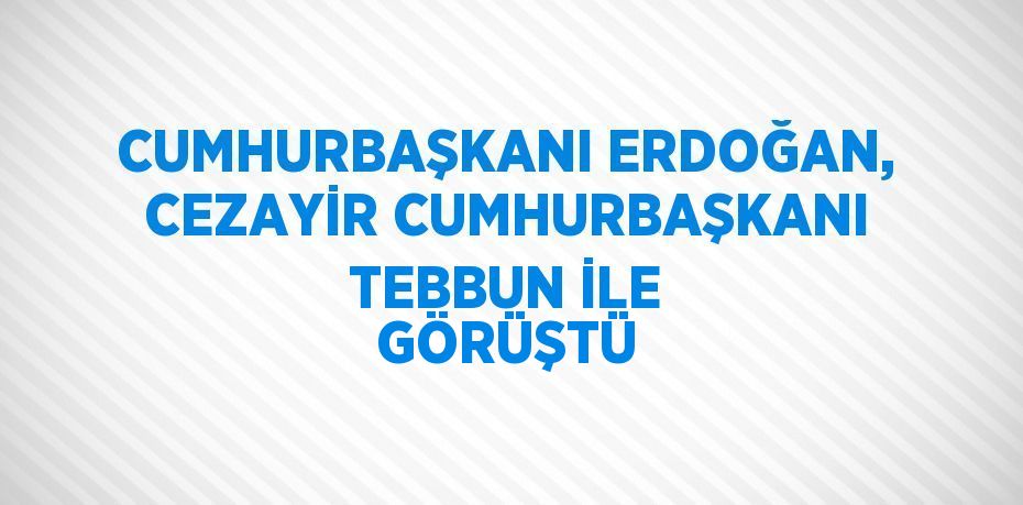 CUMHURBAŞKANI ERDOĞAN, CEZAYİR CUMHURBAŞKANI TEBBUN İLE GÖRÜŞTÜ