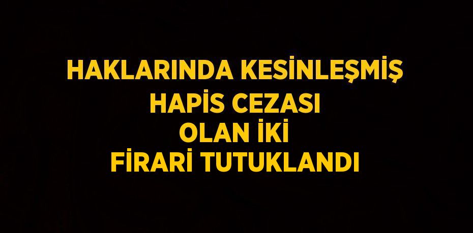 HAKLARINDA KESİNLEŞMİŞ HAPİS CEZASI OLAN İKİ FİRARİ TUTUKLANDI