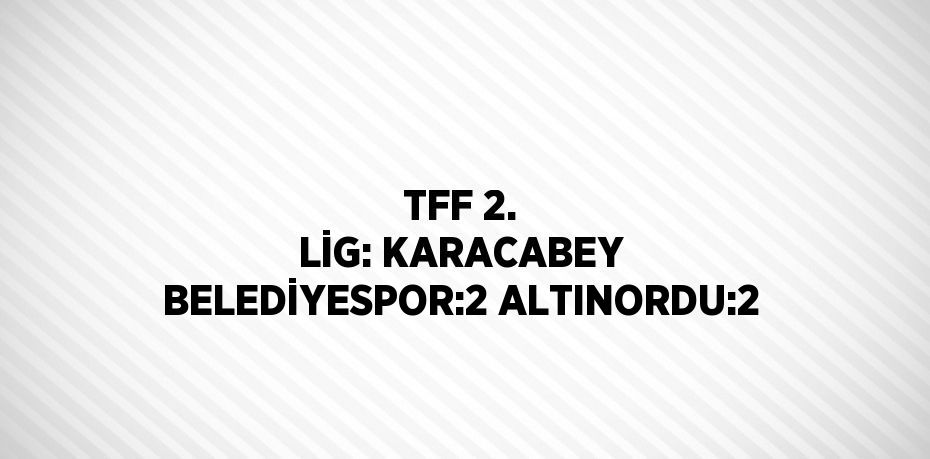 TFF 2. LİG: KARACABEY BELEDİYESPOR:2 ALTINORDU:2