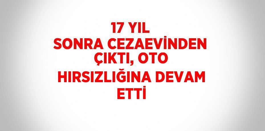 17 YIL SONRA CEZAEVİNDEN ÇIKTI, OTO HIRSIZLIĞINA DEVAM ETTİ