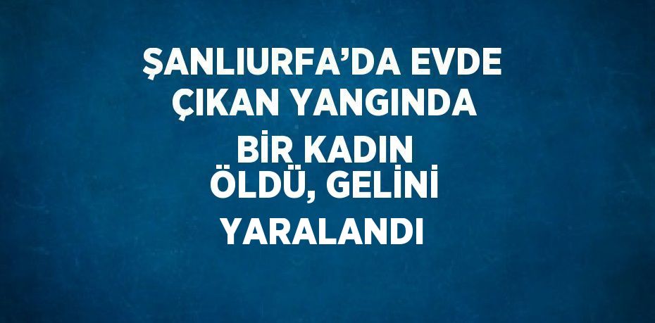 ŞANLIURFA’DA EVDE ÇIKAN YANGINDA BİR KADIN ÖLDÜ, GELİNİ YARALANDI