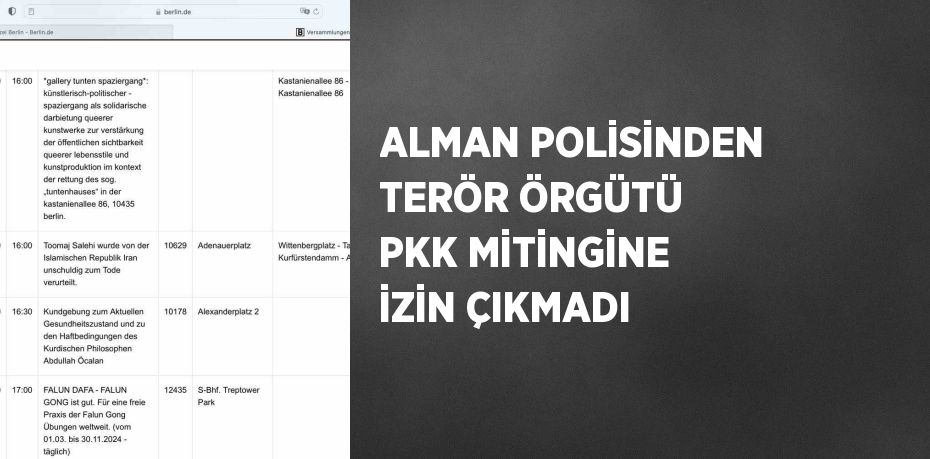 ALMAN POLİSİNDEN TERÖR ÖRGÜTÜ PKK MİTİNGİNE İZİN ÇIKMADI