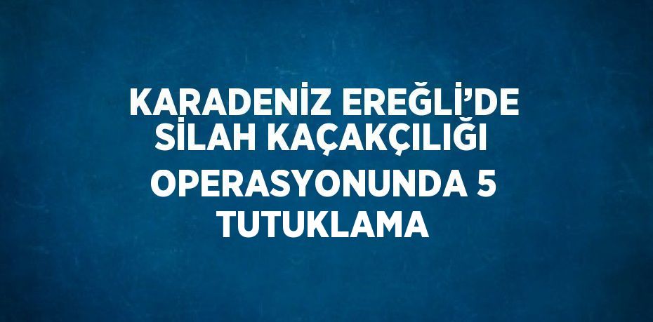KARADENİZ EREĞLİ’DE SİLAH KAÇAKÇILIĞI OPERASYONUNDA 5 TUTUKLAMA