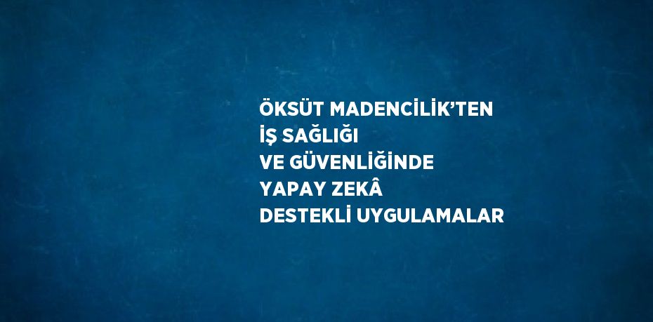 ÖKSÜT MADENCİLİK’TEN İŞ SAĞLIĞI VE GÜVENLİĞİNDE YAPAY ZEKÂ DESTEKLİ UYGULAMALAR