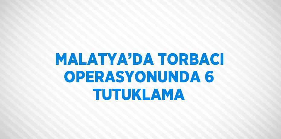 MALATYA’DA TORBACI OPERASYONUNDA 6 TUTUKLAMA