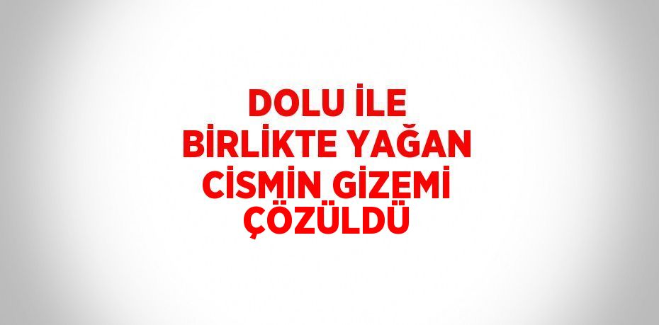 DOLU İLE BİRLİKTE YAĞAN CİSMİN GİZEMİ ÇÖZÜLDÜ