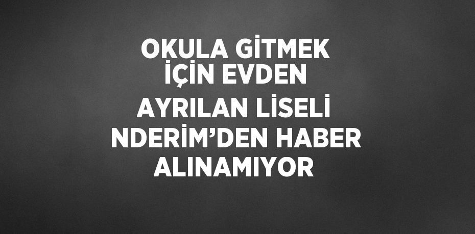 OKULA GİTMEK İÇİN EVDEN AYRILAN LİSELİ NDERİM’DEN HABER ALINAMIYOR