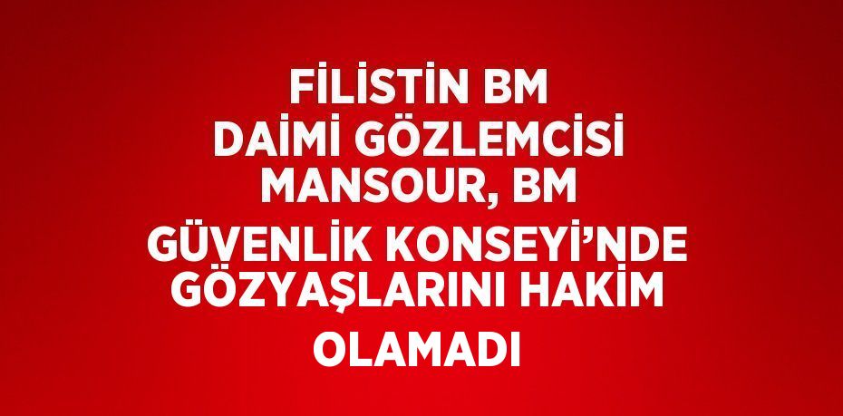 FİLİSTİN BM DAİMİ GÖZLEMCİSİ MANSOUR, BM GÜVENLİK KONSEYİ’NDE GÖZYAŞLARINI HAKİM OLAMADI