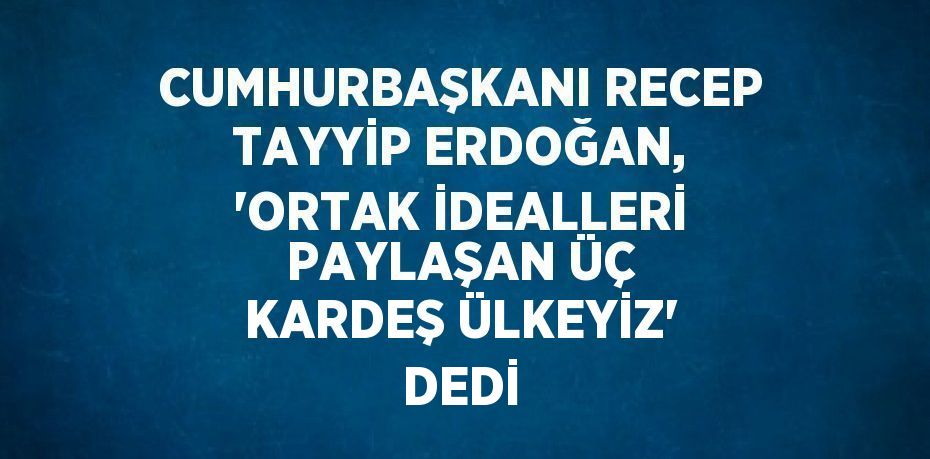 CUMHURBAŞKANI RECEP TAYYİP ERDOĞAN, 'ORTAK İDEALLERİ PAYLAŞAN ÜÇ KARDEŞ ÜLKEYİZ' DEDİ