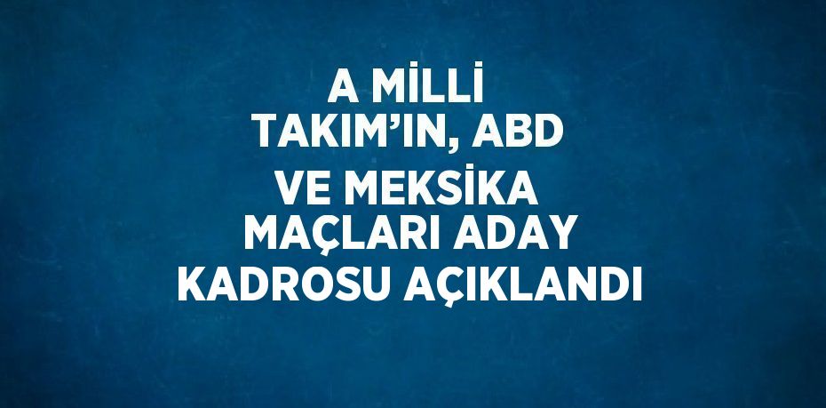 A MİLLİ TAKIM’IN, ABD VE MEKSİKA MAÇLARI ADAY KADROSU AÇIKLANDI