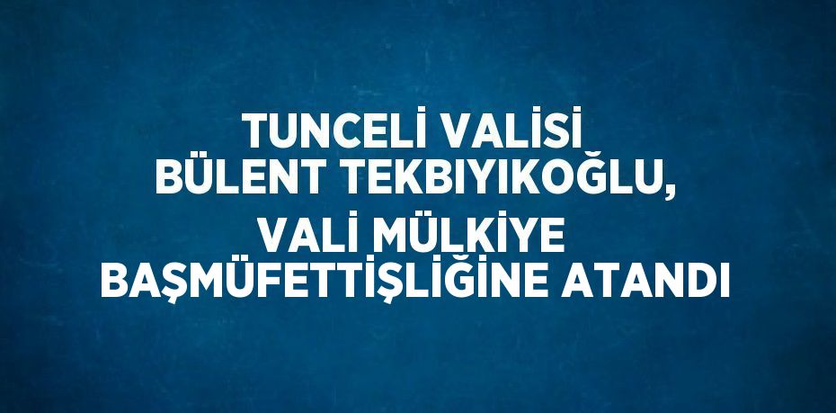 TUNCELİ VALİSİ BÜLENT TEKBIYIKOĞLU, VALİ MÜLKİYE BAŞMÜFETTİŞLİĞİNE ATANDI