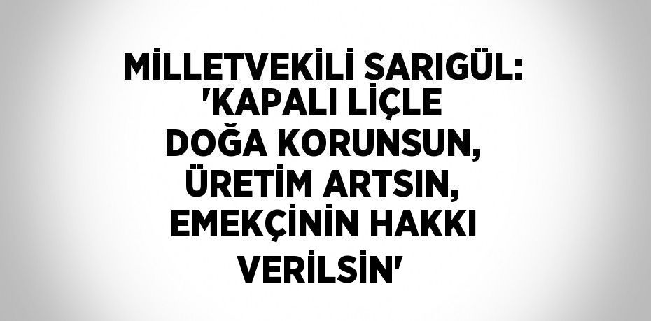 MİLLETVEKİLİ SARIGÜL: 'KAPALI LİÇLE DOĞA KORUNSUN, ÜRETİM ARTSIN, EMEKÇİNİN HAKKI VERİLSİN'