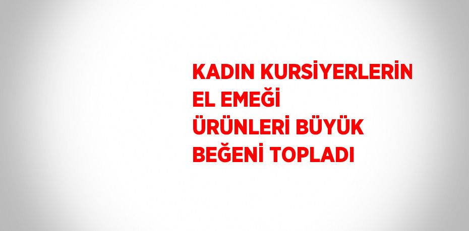 KADIN KURSİYERLERİN EL EMEĞİ ÜRÜNLERİ BÜYÜK BEĞENİ TOPLADI