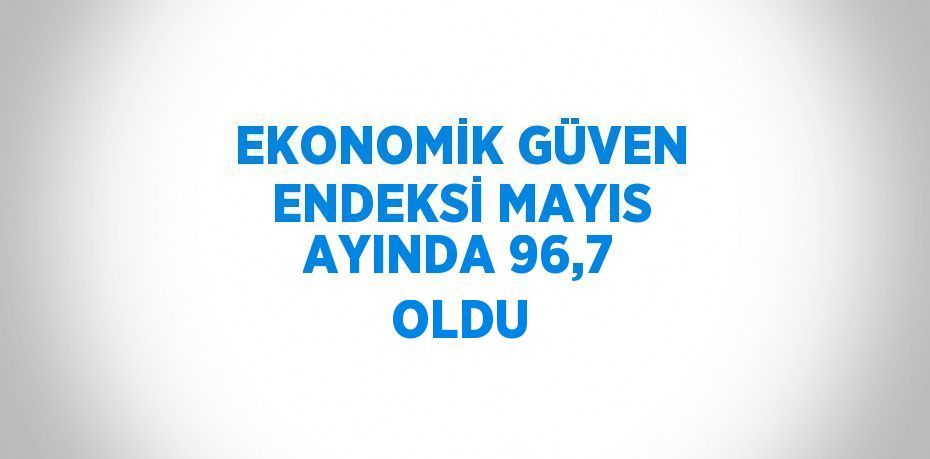 EKONOMİK GÜVEN ENDEKSİ MAYIS AYINDA 96,7 OLDU