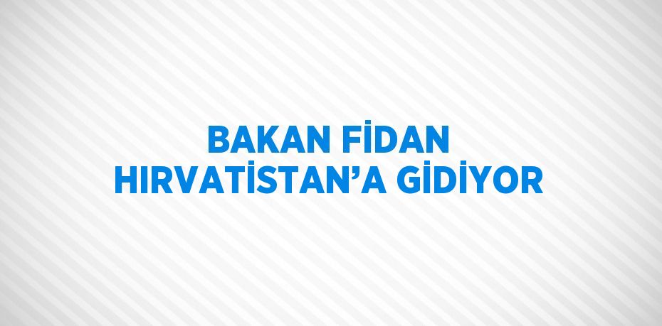 BAKAN FİDAN HIRVATİSTAN’A GİDİYOR