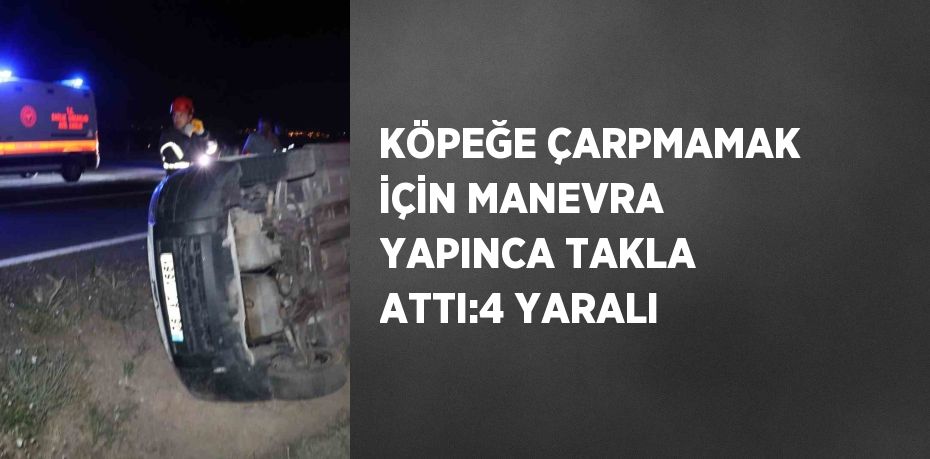 KÖPEĞE ÇARPMAMAK İÇİN MANEVRA YAPINCA TAKLA ATTI:4 YARALI