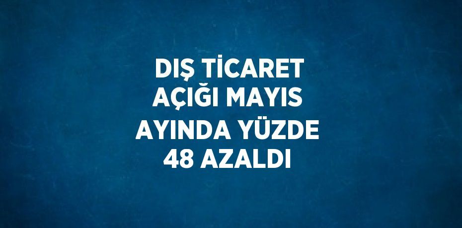 DIŞ TİCARET AÇIĞI MAYIS AYINDA YÜZDE 48 AZALDI