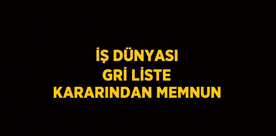 İŞ DÜNYASI GRİ LİSTE KARARINDAN MEMNUN