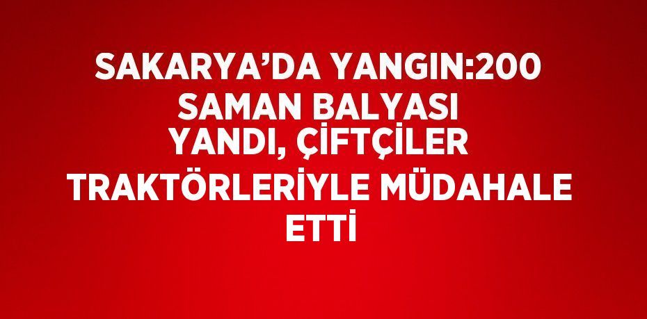 SAKARYA’DA YANGIN:200 SAMAN BALYASI YANDI, ÇİFTÇİLER TRAKTÖRLERİYLE MÜDAHALE ETTİ