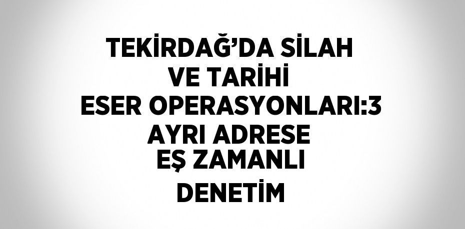 TEKİRDAĞ’DA SİLAH VE TARİHİ ESER OPERASYONLARI:3 AYRI ADRESE EŞ ZAMANLI DENETİM