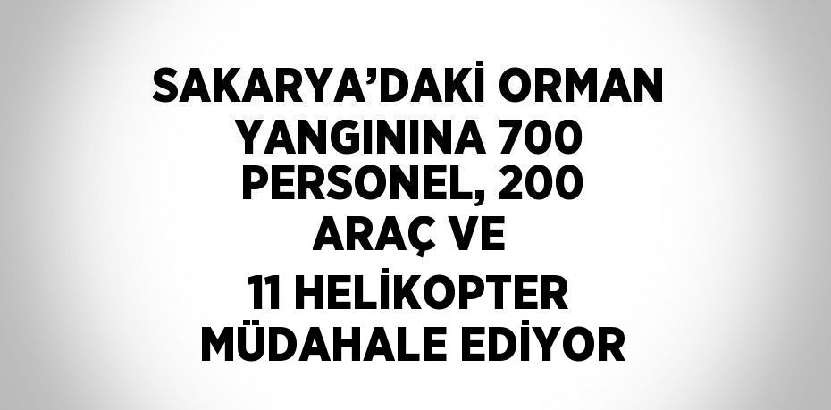 SAKARYA’DAKİ ORMAN YANGININA 700 PERSONEL, 200 ARAÇ VE 11 HELİKOPTER MÜDAHALE EDİYOR