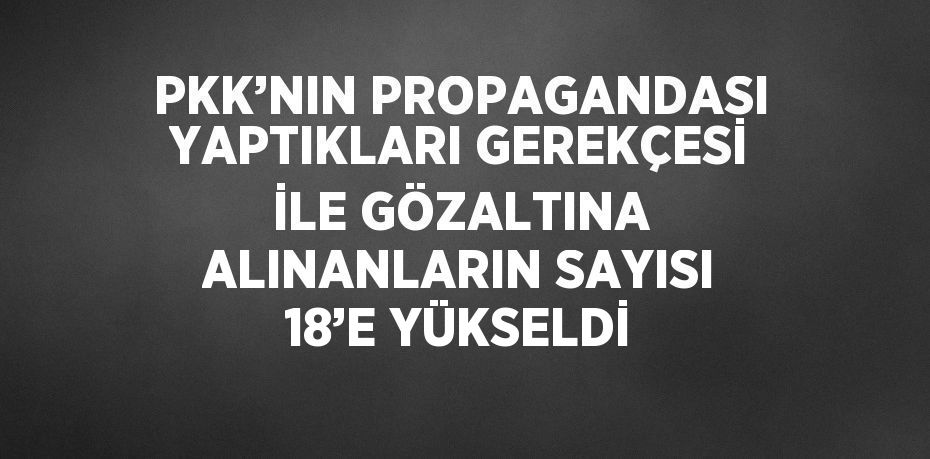 PKK’NIN PROPAGANDASI YAPTIKLARI GEREKÇESİ İLE GÖZALTINA ALINANLARIN SAYISI 18’E YÜKSELDİ