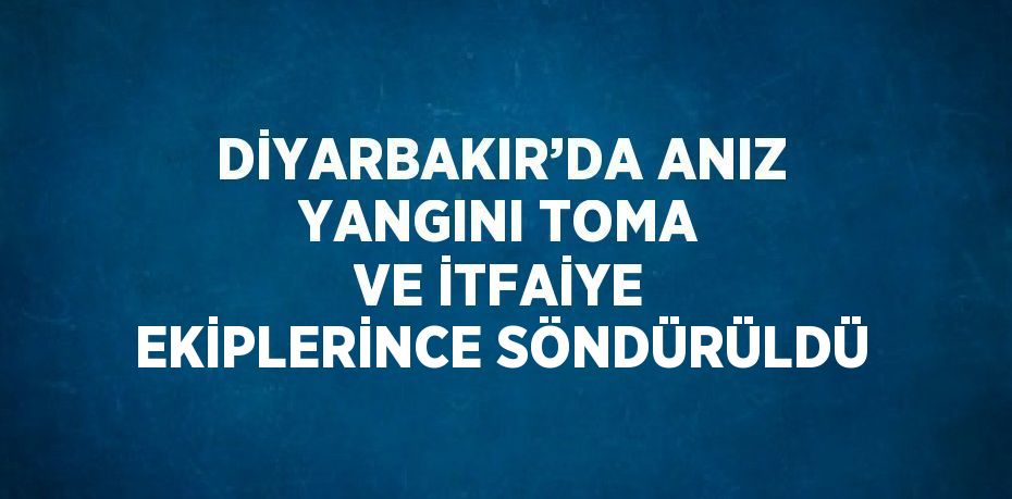 DİYARBAKIR’DA ANIZ YANGINI TOMA VE İTFAİYE EKİPLERİNCE SÖNDÜRÜLDÜ