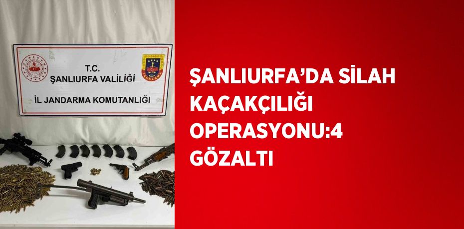 ŞANLIURFA’DA SİLAH KAÇAKÇILIĞI OPERASYONU:4 GÖZALTI