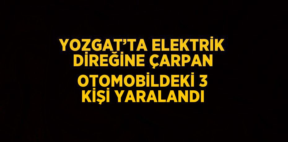 YOZGAT’TA ELEKTRİK DİREĞİNE ÇARPAN OTOMOBİLDEKİ 3 KİŞİ YARALANDI