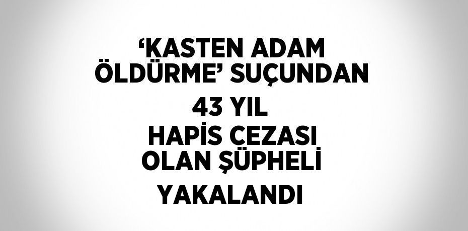 ‘KASTEN ADAM ÖLDÜRME’ SUÇUNDAN 43 YIL HAPİS CEZASI OLAN ŞÜPHELİ YAKALANDI