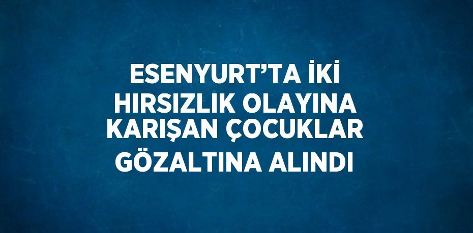 ESENYURT’TA İKİ HIRSIZLIK OLAYINA KARIŞAN ÇOCUKLAR GÖZALTINA ALINDI