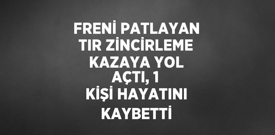FRENİ PATLAYAN TIR ZİNCİRLEME KAZAYA YOL AÇTI, 1 KİŞİ HAYATINI KAYBETTİ