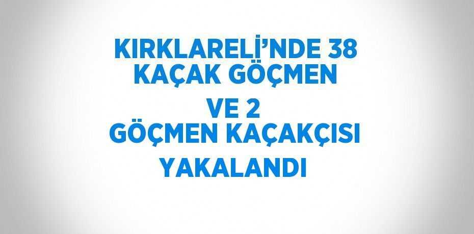 KIRKLARELİ’NDE 38 KAÇAK GÖÇMEN VE 2 GÖÇMEN KAÇAKÇISI YAKALANDI