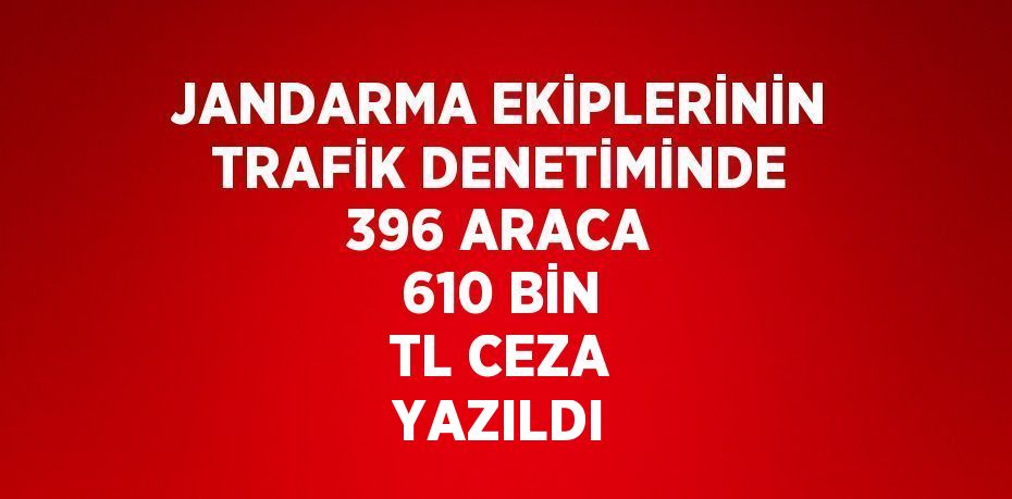 JANDARMA EKİPLERİNİN TRAFİK DENETİMİNDE 396 ARACA 610 BİN TL CEZA YAZILDI