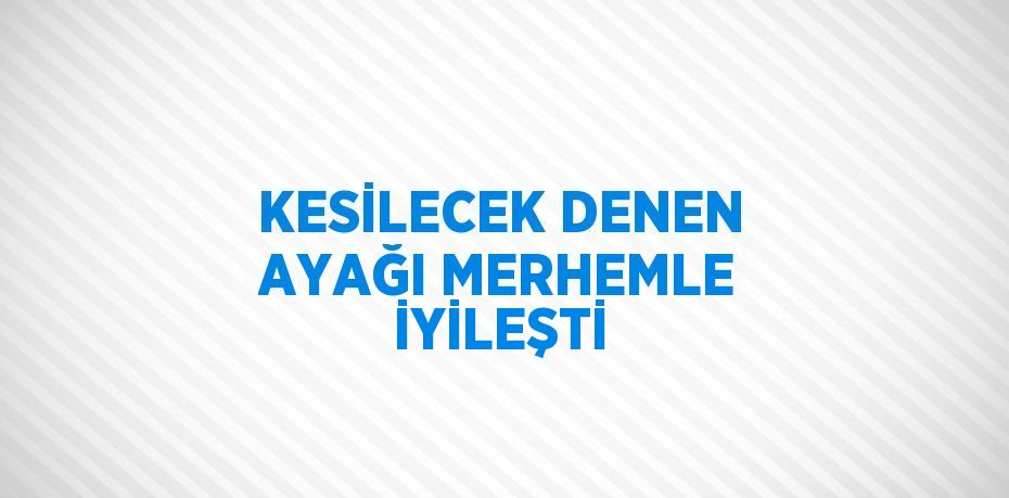 KESİLECEK DENEN AYAĞI MERHEMLE İYİLEŞTİ
