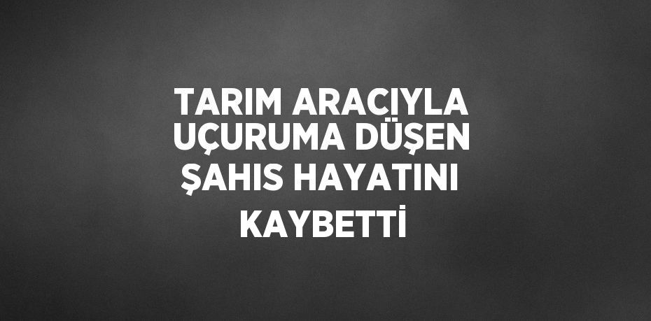 TARIM ARACIYLA UÇURUMA DÜŞEN ŞAHIS HAYATINI KAYBETTİ