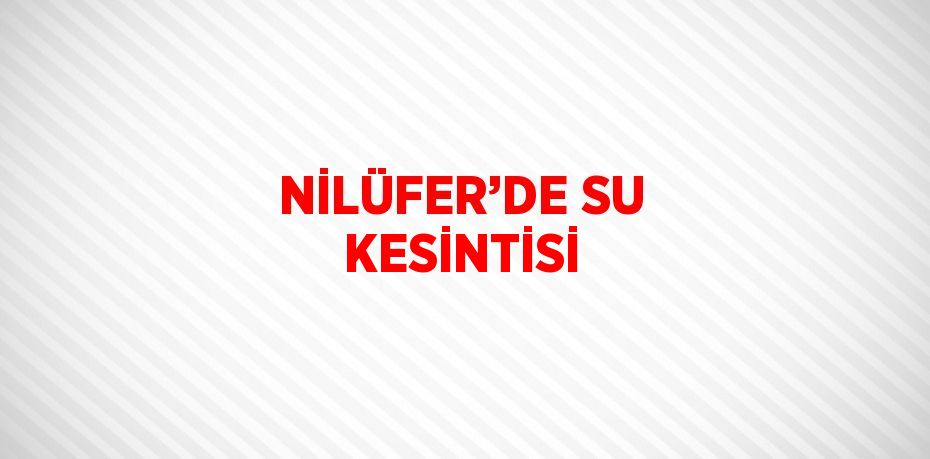 NİLÜFER’DE SU KESİNTİSİ