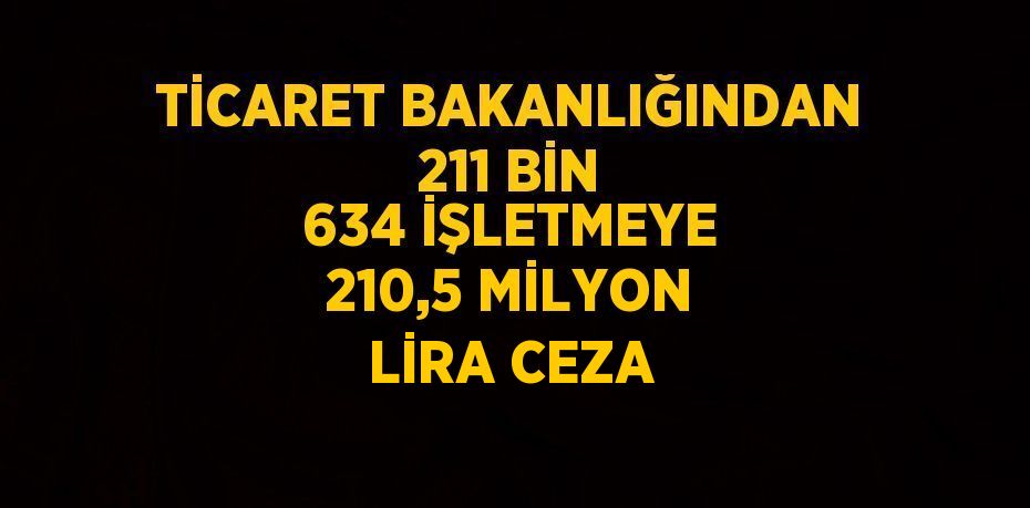 TİCARET BAKANLIĞINDAN 211 BİN 634 İŞLETMEYE 210,5 MİLYON LİRA CEZA