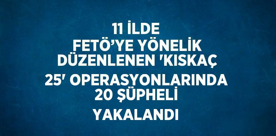 11 İLDE FETÖ’YE YÖNELİK DÜZENLENEN 'KISKAÇ 25' OPERASYONLARINDA 20 ŞÜPHELİ YAKALANDI