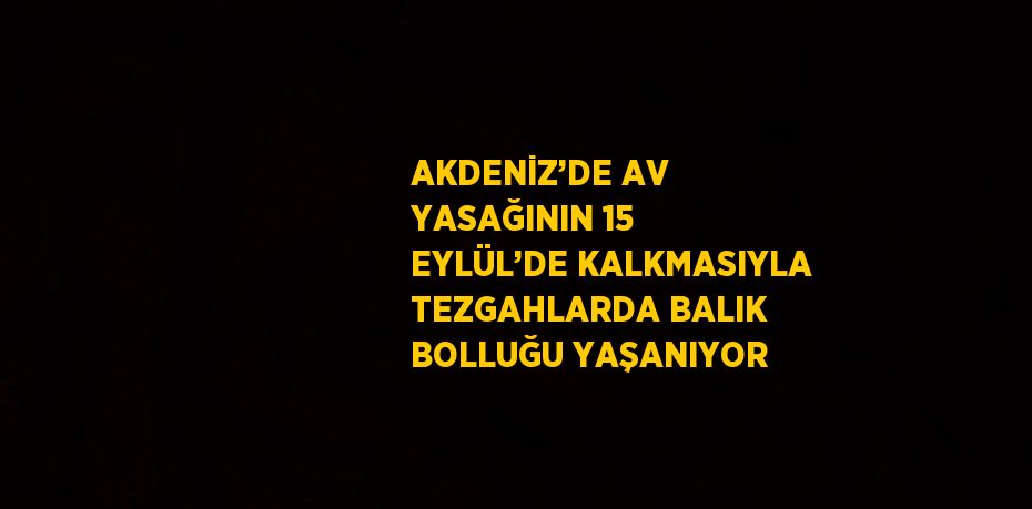 AKDENİZ’DE AV YASAĞININ 15 EYLÜL’DE KALKMASIYLA TEZGAHLARDA BALIK BOLLUĞU YAŞANIYOR