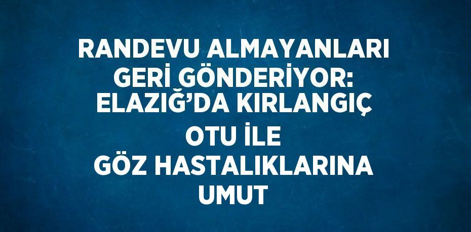 RANDEVU ALMAYANLARI GERİ GÖNDERİYOR: ELAZIĞ’DA KIRLANGIÇ OTU İLE GÖZ HASTALIKLARINA UMUT