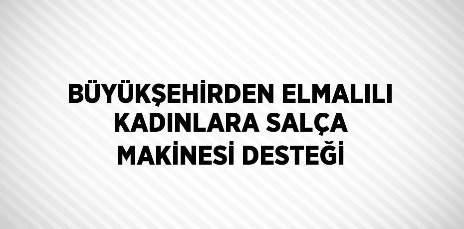 BÜYÜKŞEHİRDEN ELMALILI KADINLARA SALÇA MAKİNESİ DESTEĞİ