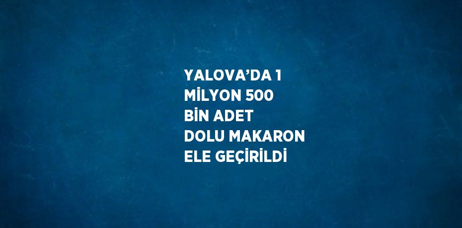 YALOVA’DA 1 MİLYON 500 BİN ADET DOLU MAKARON ELE GEÇİRİLDİ