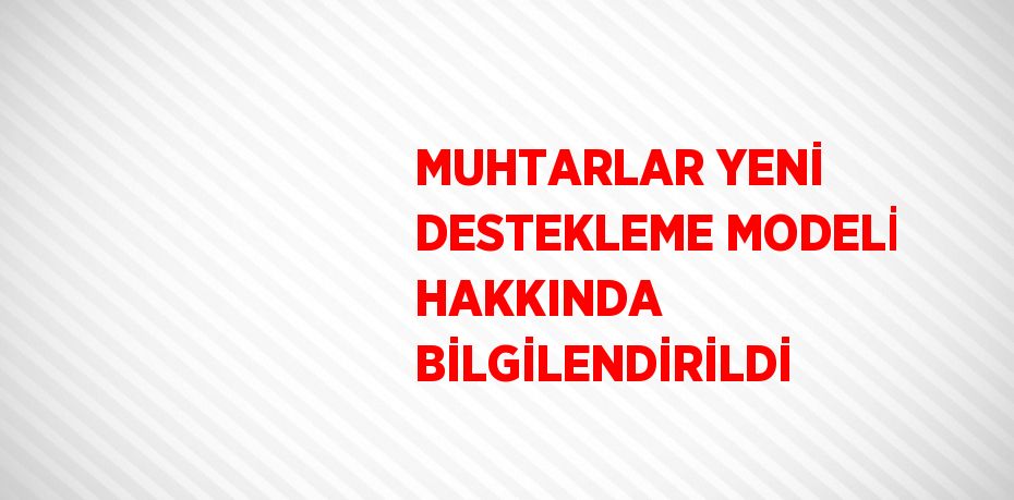 MUHTARLAR YENİ DESTEKLEME MODELİ HAKKINDA BİLGİLENDİRİLDİ