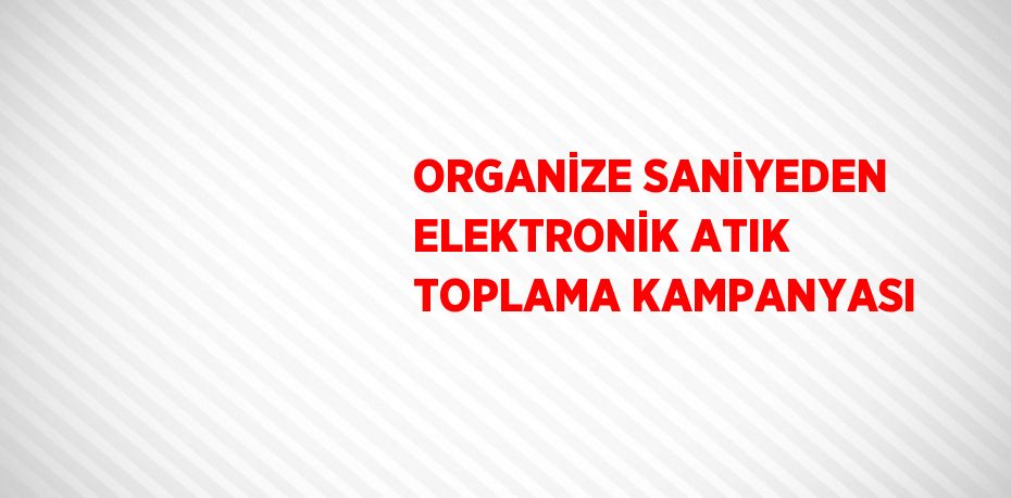 ORGANİZE SANİYEDEN ELEKTRONİK ATIK TOPLAMA KAMPANYASI