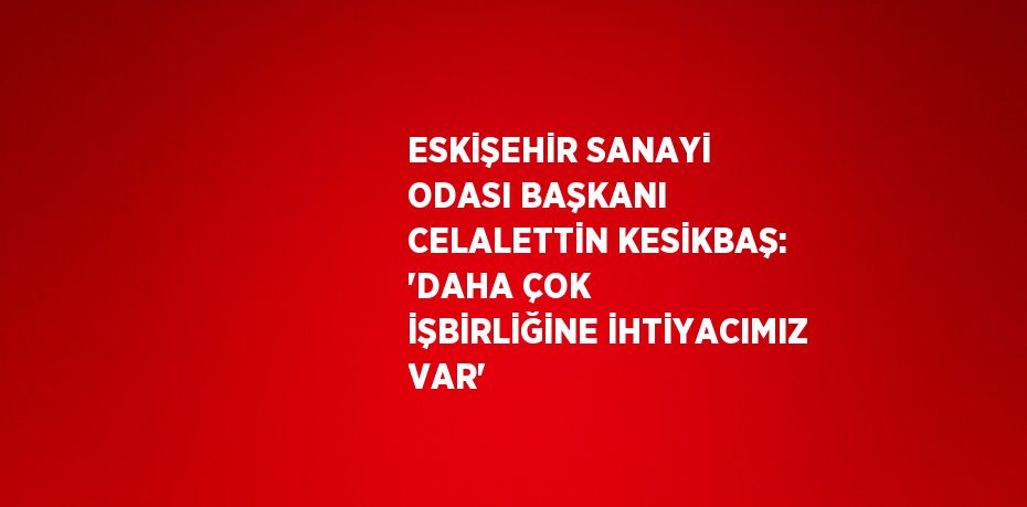 ESKİŞEHİR SANAYİ ODASI BAŞKANI CELALETTİN KESİKBAŞ: 'DAHA ÇOK İŞBİRLİĞİNE İHTİYACIMIZ VAR'