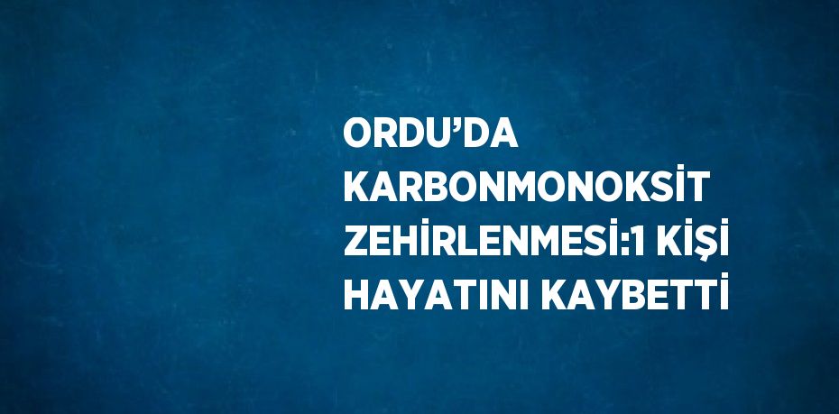 ORDU’DA KARBONMONOKSİT ZEHİRLENMESİ:1 KİŞİ HAYATINI KAYBETTİ