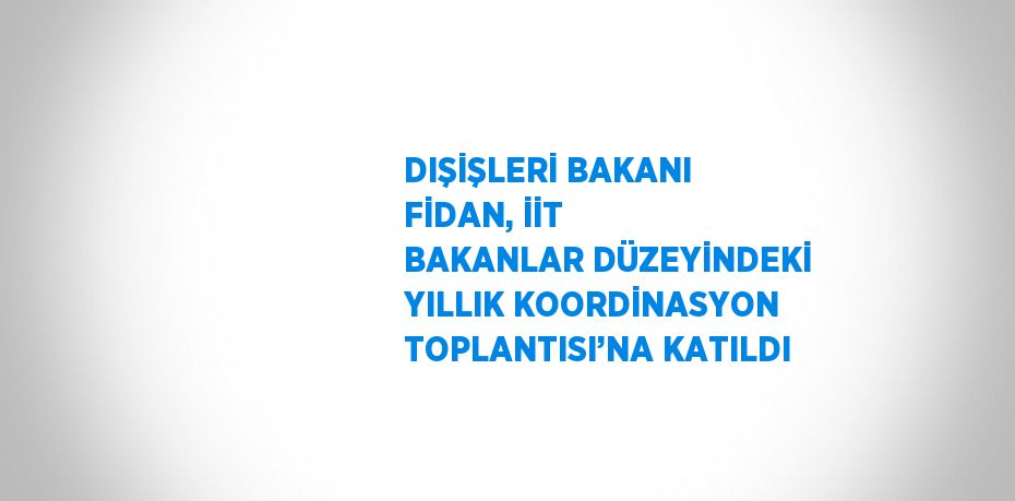 DIŞİŞLERİ BAKANI FİDAN, İİT BAKANLAR DÜZEYİNDEKİ YILLIK KOORDİNASYON TOPLANTISI’NA KATILDI