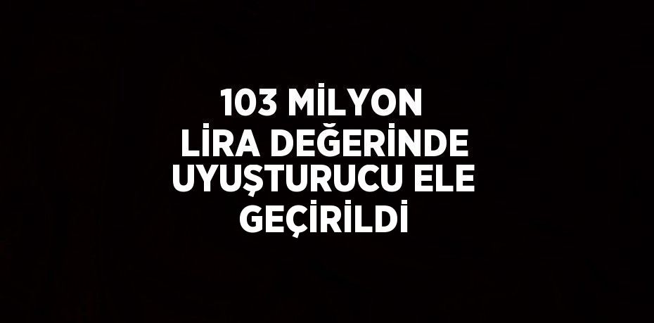 103 MİLYON LİRA DEĞERİNDE UYUŞTURUCU ELE GEÇİRİLDİ