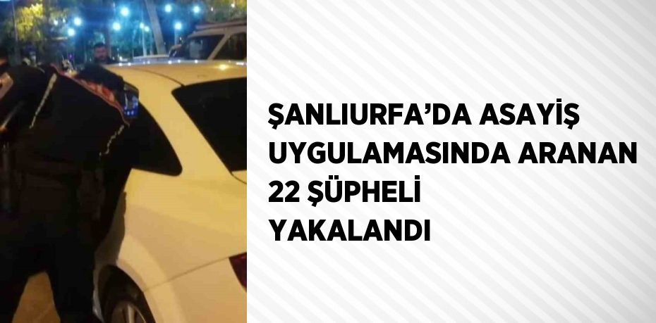 ŞANLIURFA’DA ASAYİŞ UYGULAMASINDA ARANAN 22 ŞÜPHELİ YAKALANDI